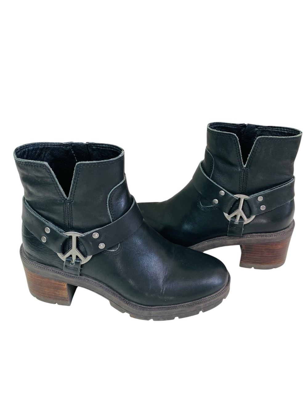 Lucky Brand Saxon Black Leather Boots Size 8